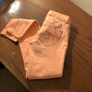 Coral jean pants